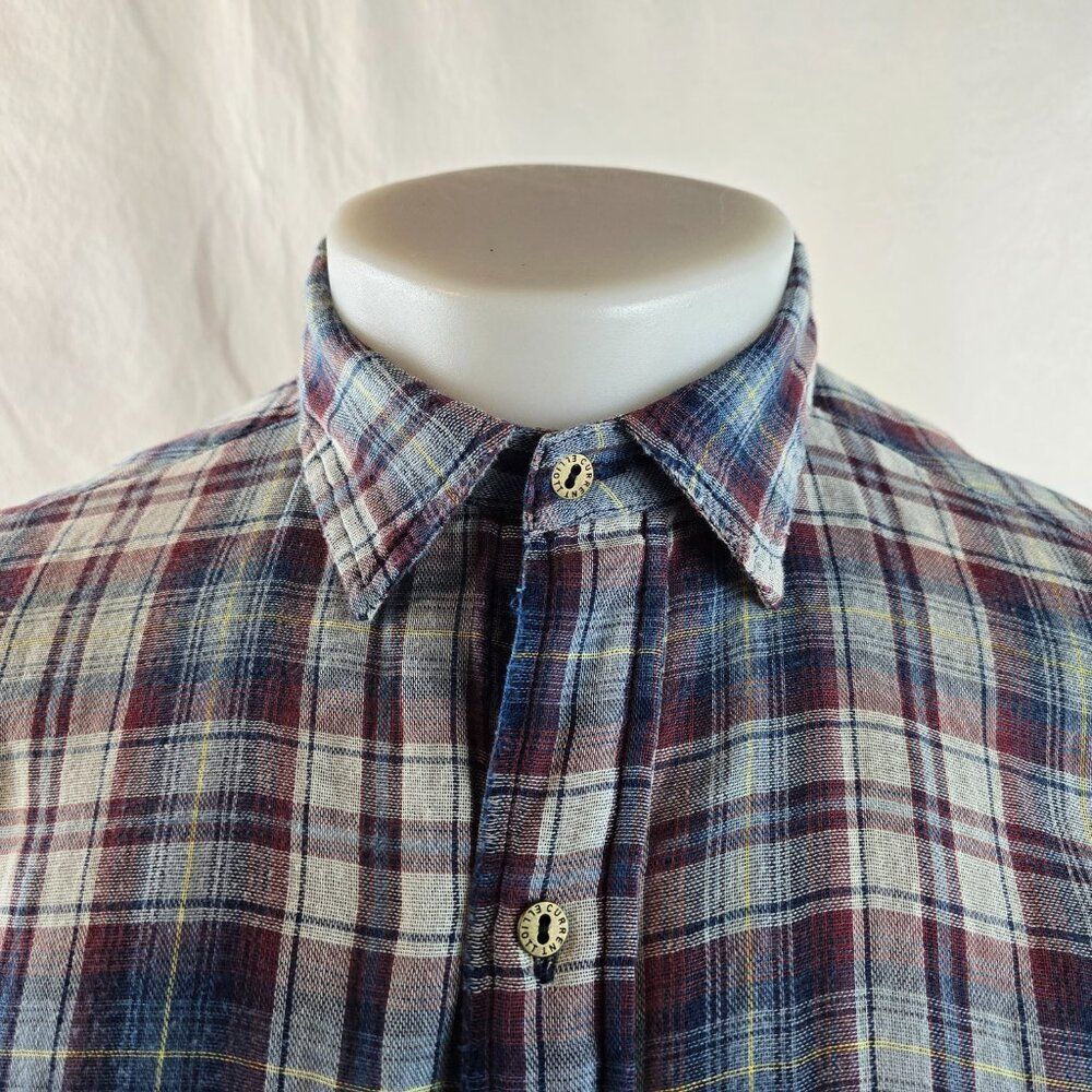 Current Elliott Shirt Mens 1 Small Blue Red Plaid Button Up Prep School Undertow - Picture 2 of 10